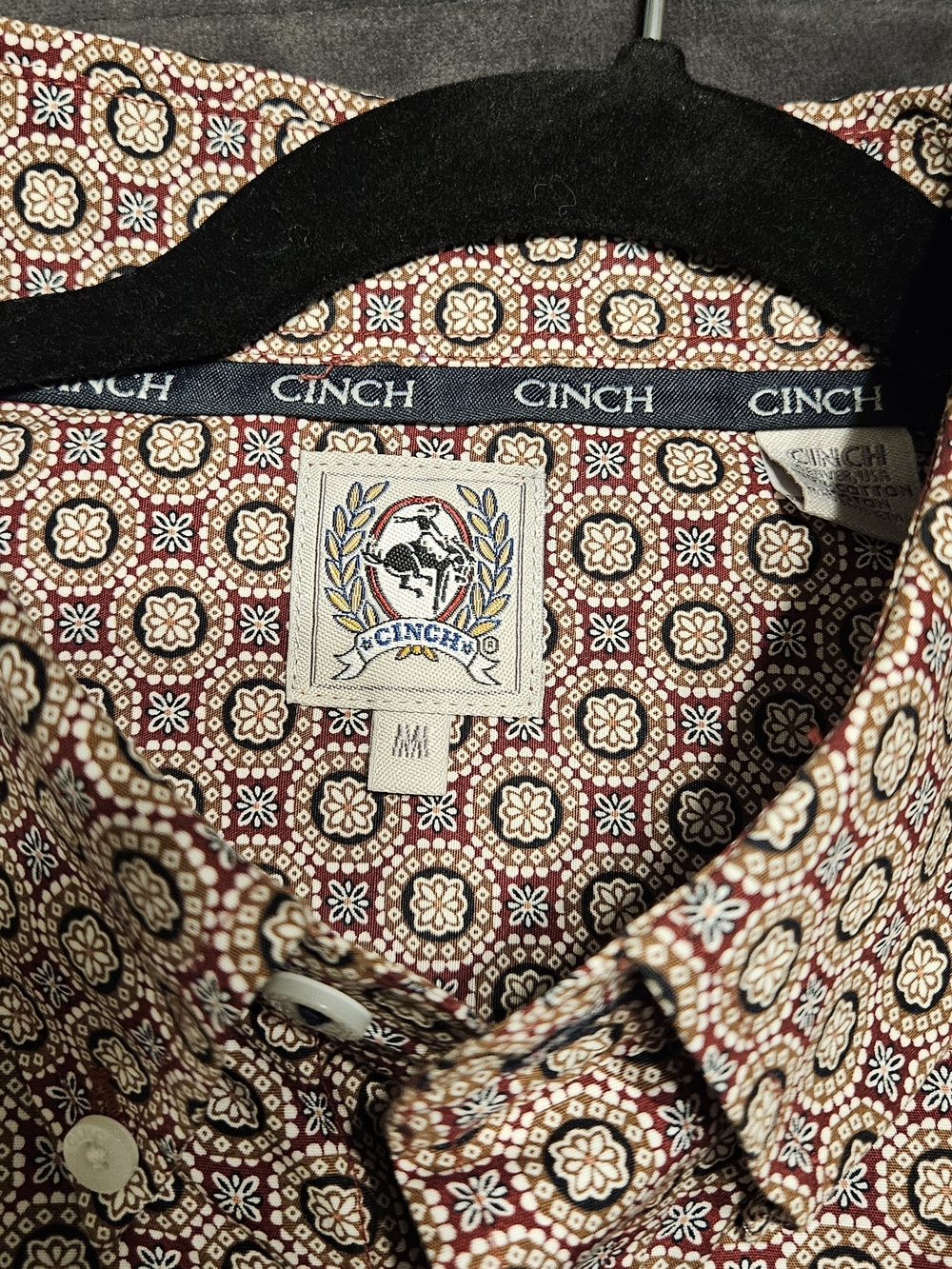 Cinch Men's Red Patterned Button-Up Shirt